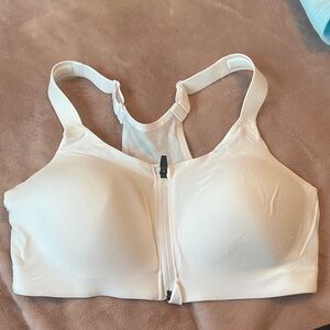 CALIA by Carrie Underwood Cream Front-Zip Sports Bra